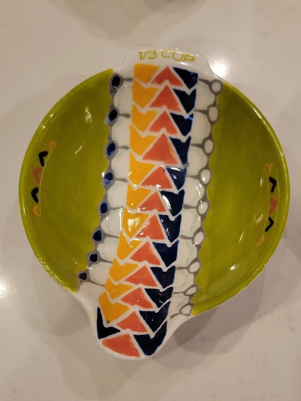 Anthropologie Multicolor Geometric Ceramic Measuring Cups